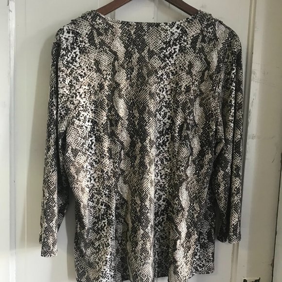 Snakeskin Wrap Blouse, XL Dana Buchman Top - Picture 3 of 8